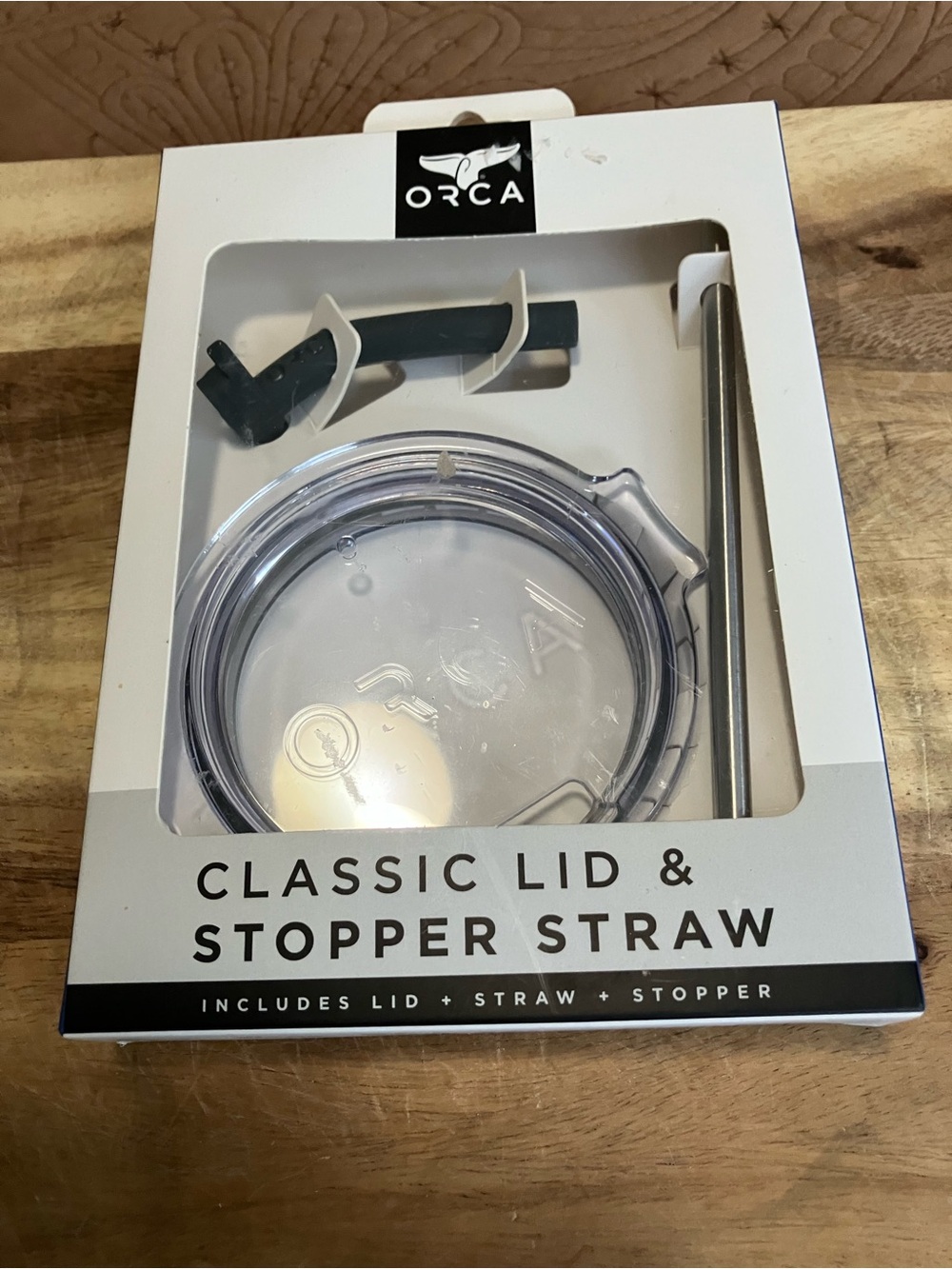 NWT ORCA Classic Lid & Stopper Straw - Clear with Silver Straw